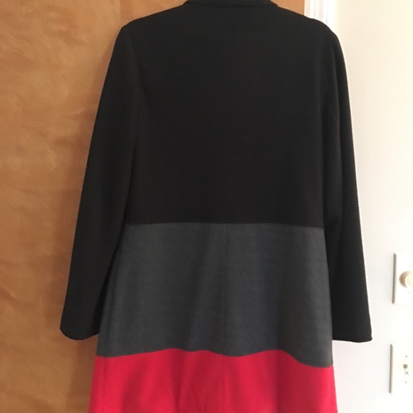 Light wool black/gray/red coat long - Picture 2 of 2